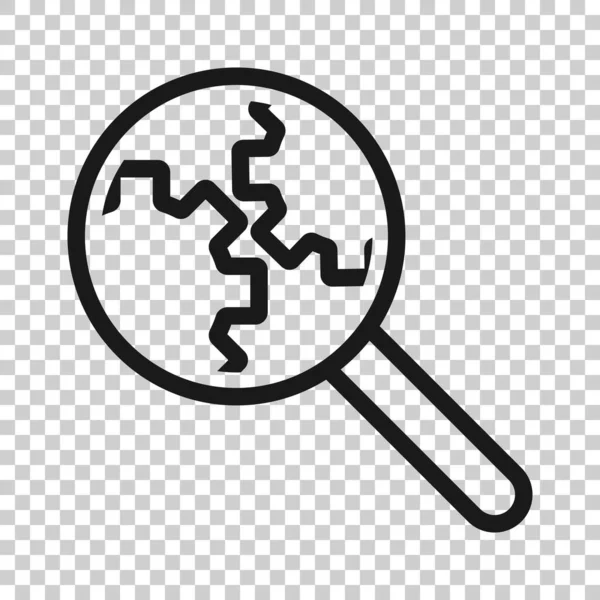 Loupe Gear Icon Flat Style Magnifying Glass Vector Illustration White — Stock Vector