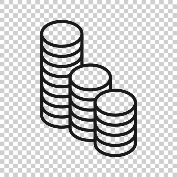 Mynt Stack Ikon Platt Stil Dollar Mynt Vektor Illustration Vit — Stock vektor