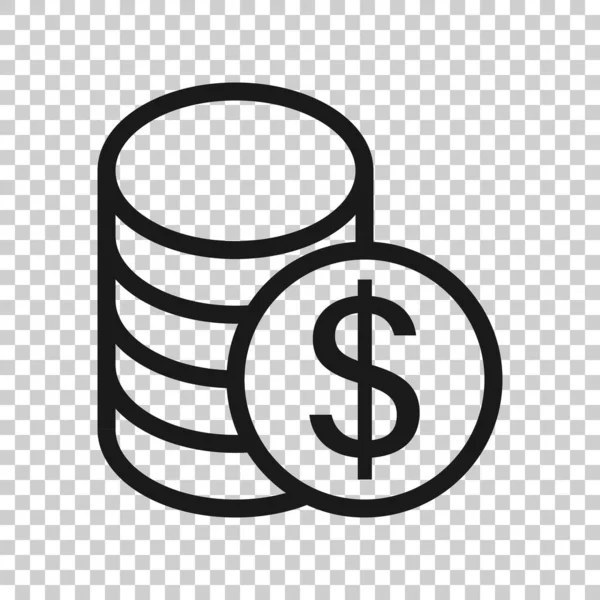 硬币以扁平的风格堆叠图标 美元硬币矢量插图白色孤立的背景 资金堆积起来的商业概念 — 图库矢量图片