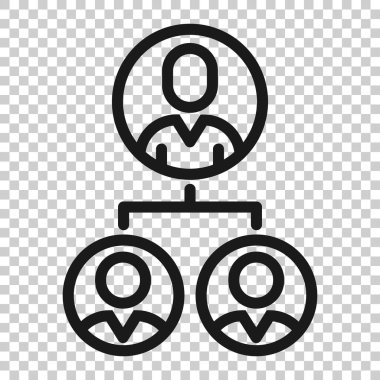 Şirket organizasyon şeması ve iş adamları düz bir şekilde ikonu temsil ediyor. Beyaz arka planda insanlar işbirliği yapıyor. Takım çalışması konsepti.