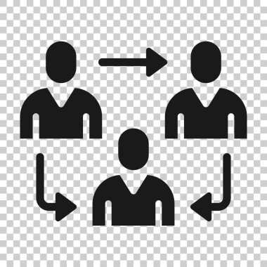 İnsanlar tavsiye simgesini düz stil. İş iletişim vektör çizim beyaz arka plan üzerinde. Referans takım çalışması iş kavramı.