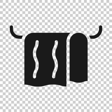 Banyo havlusu ikonu düz stil. Beyaz izole edilmiş arka planda bez vektör çizimi. Temizlik işi konsepti.