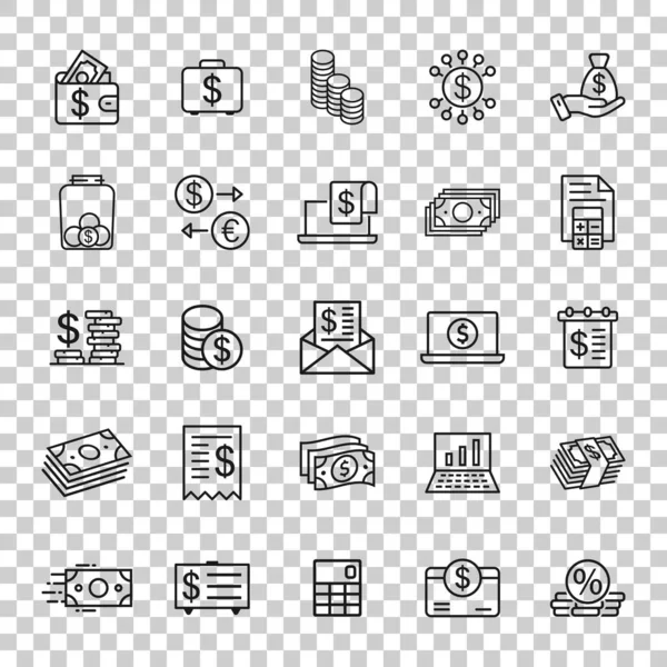 Money Finance Icon Set Flat Style Payment Vector Illustration White — Stock Vector