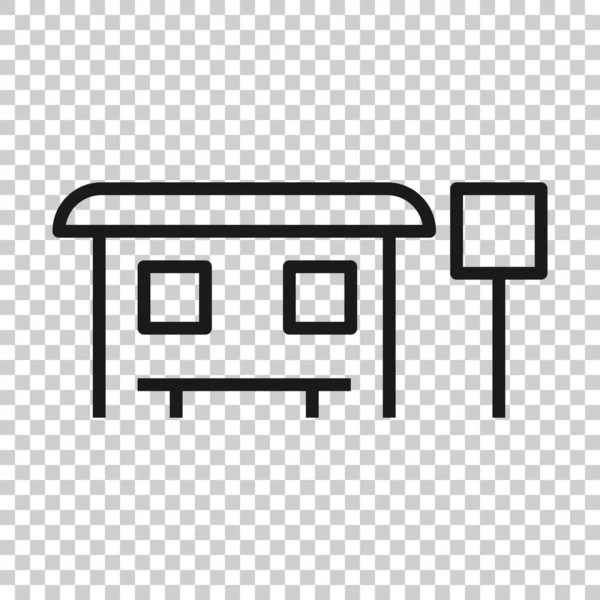 Buss Station Ikon Platt Stil Auto Stopp Vektor Illustration Vit — Stock vektor