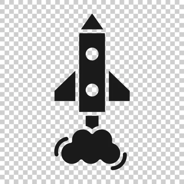 Ikona Rakety Plochém Stylu Vektorová Ilustrace Vypuštění Vesmírné Lodi Bílém — Stockový vektor