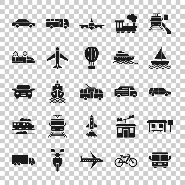 Transport icon set in flat style. Car vector collection illustration on white isolated background. Shipping transportation business concept.