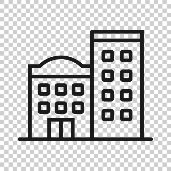 フラットスタイルでアイコンを構築します 白い隔離された背景の町の超高層マンションのベクトルイラスト シティタワービジネスコンセプト — ストックベクタ