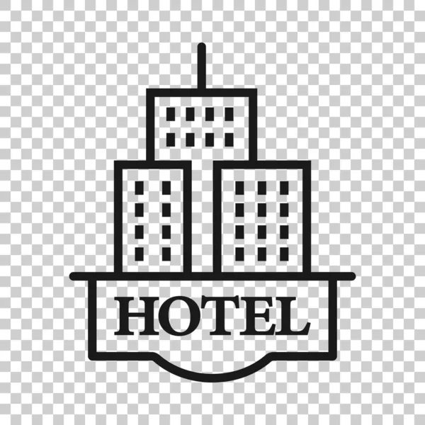 Ikona Znaku Hotelu Plochém Stylu Inn Budova Vektorové Ilustrace Bílém — Stockový vektor