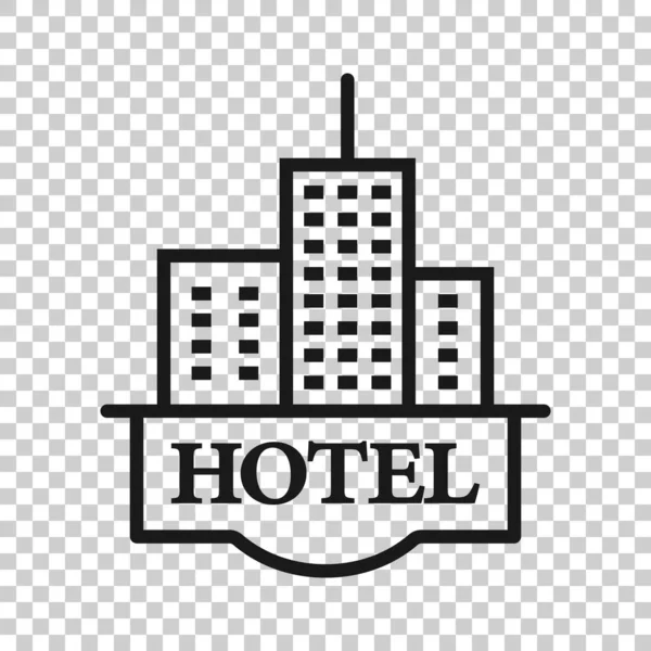 Значок Отеля Плоском Стиле Векторная Иллюстрация Здания Гостиницы Белом Изолированном — стоковый вектор