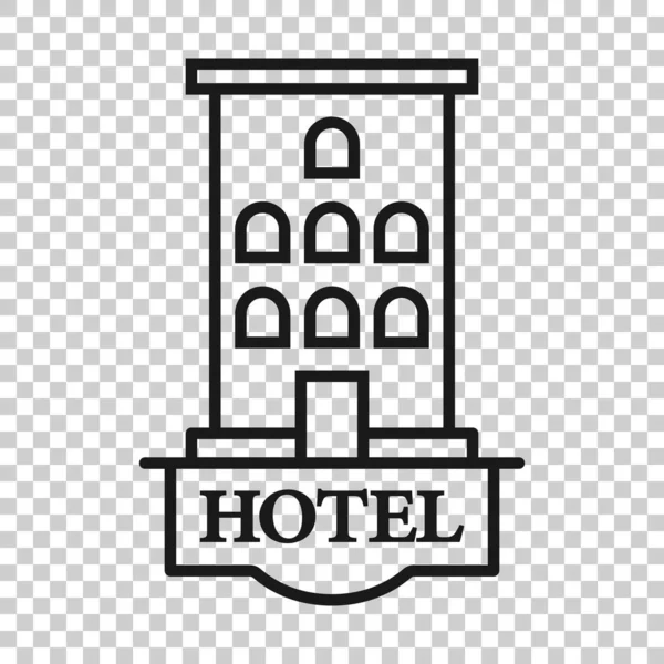 Hotel Sign Icon Flat Style Inn Building Vector Illustration White — Stock Vector