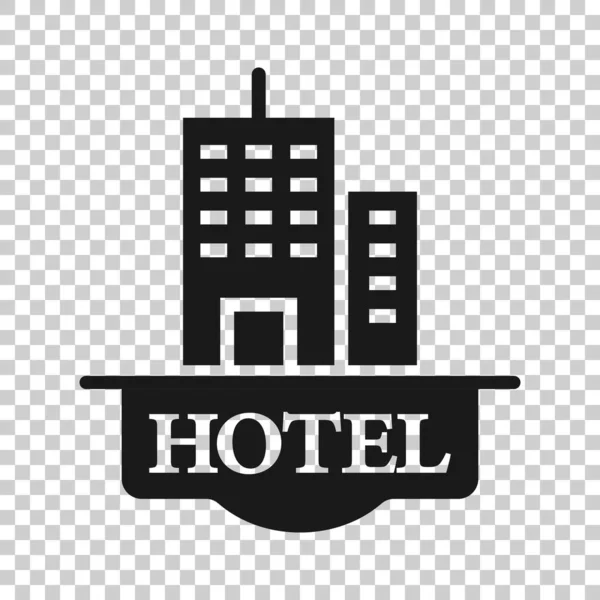 Hotel Teken Pictogram Vlakke Stijl Inn Gebouw Vector Illustratie Witte — Stockvector