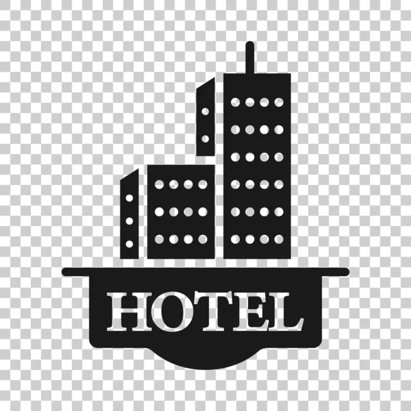 Hotel Teken Pictogram Vlakke Stijl Inn Gebouw Vector Illustratie Witte — Stockvector