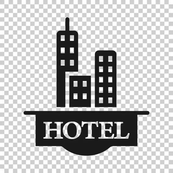 Hotel Sign Icon Flat Style Inn Building Vector Illustration White — Stock Vector