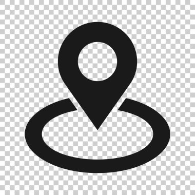 Harita pin simgesi düz stil. İzole edilmiş beyaz arkaplanda GPS navigasyon vektör çizimi. Konum iş kavramını belirle.