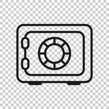 Güvenli para ikonu, düz stil. Beyaz izole arkaplanda Strongbox vektör çizimi. Mali güvenlik iş konsepti.