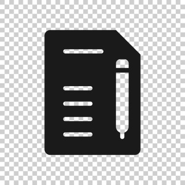 Düz stil blog simgesi. Beyaz izole edilmiş arkaplan üzerine kalem vektör illüstrasyonlu belge. İçerik iş konsepti.