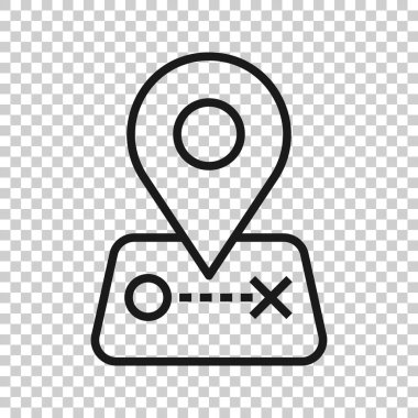 Harita pin simgesi düz stil. İzole edilmiş beyaz arkaplanda GPS navigasyon vektör çizimi. Konum iş kavramını belirle.