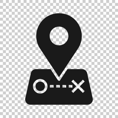 Harita pin simgesi düz stil. İzole edilmiş beyaz arkaplanda GPS navigasyon vektör çizimi. Konum iş kavramını belirle.