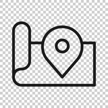 Harita pin simgesi düz stil. İzole edilmiş beyaz arkaplanda GPS navigasyon vektör çizimi. Konum iş kavramını belirle.