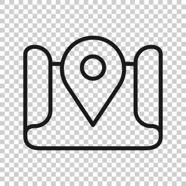 Harita pin simgesi düz stil. İzole edilmiş beyaz arkaplanda GPS navigasyon vektör çizimi. Konum iş kavramını belirle.