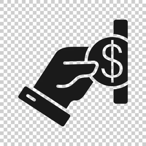 報酬アイコンをフラットスタイルで 白い隔離された背景の手のベクトル図でお金 貨幣給与事業の概念 — ストックベクタ
