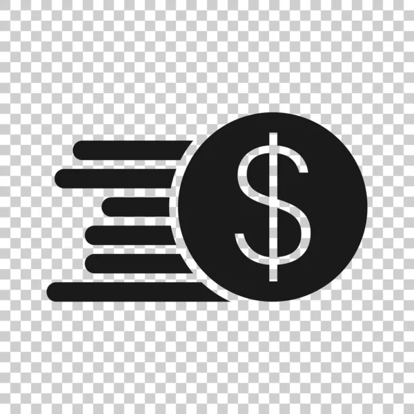Ikona Zásobníku Mincí Plochém Stylu Dolar Mince Vektorové Ilustrace Bílém — Stockový vektor