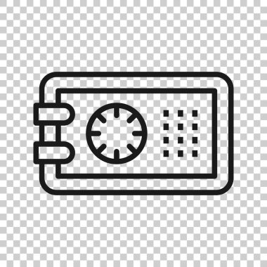 Güvenli para ikonu, düz stil. Beyaz izole arkaplanda Strongbox vektör çizimi. Mali güvenlik iş konsepti.