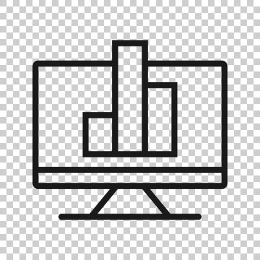 Web sitesi analiz simgesi düz stil. Beyaz izole edilmiş arka planda Seo veri vektör çizimi. Bilgisayar diyagramı iş konsepti.