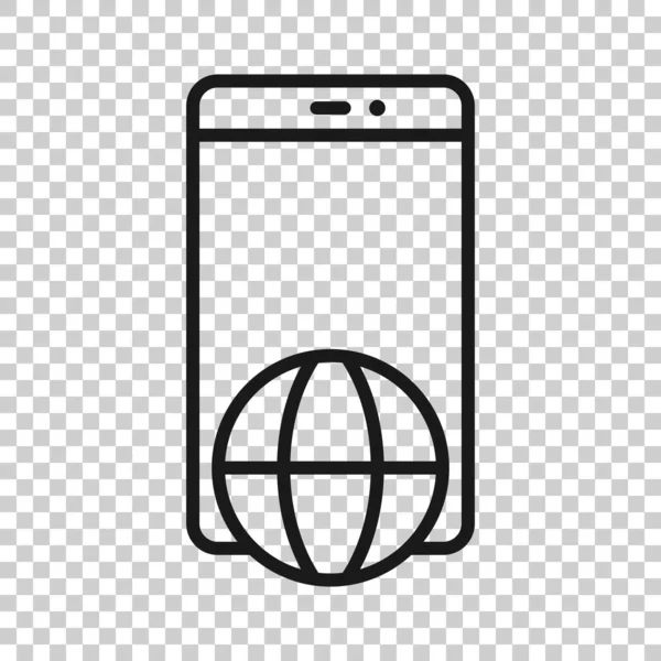 Globe Smartphone Icon Flat Style Mobile Phone Location Vector Illustration — Stock Vector