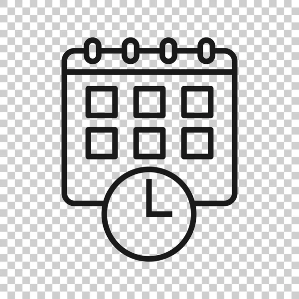 Calendar Clock Icon Flat Style Agenda Vector Illustration White Isolated — Stock Vector