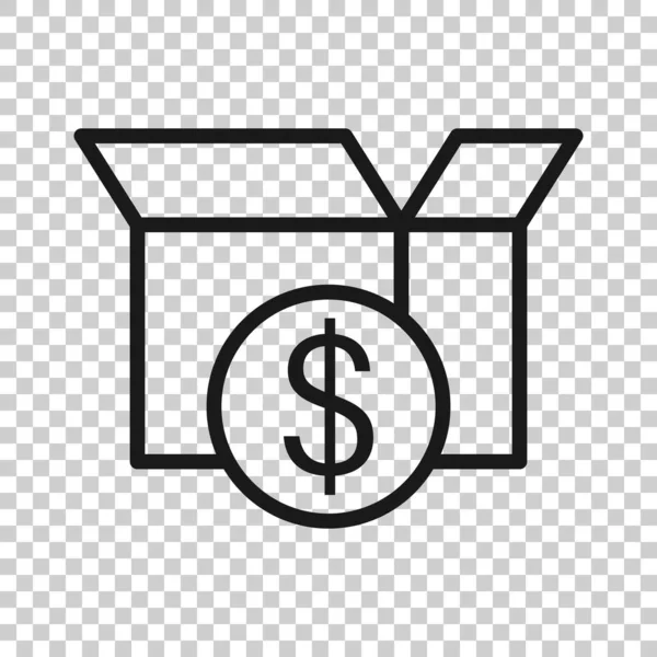 Boîte Expédition Avec Icône Dollar Dans Style Plat Illustration Vectorielle — Image vectorielle