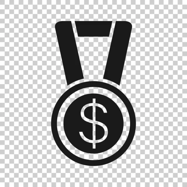 有一美元图标的扁平奖章 奖金奖杯矢量说明白色孤立的背景 钞票业务概念 — 图库矢量图片