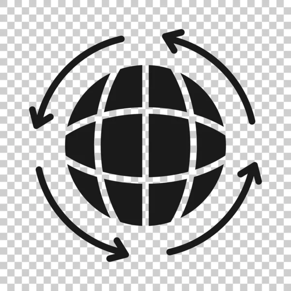 Earth Planet Icon Flat Style Globe Geographic Vector Illustration White — Stock Vector