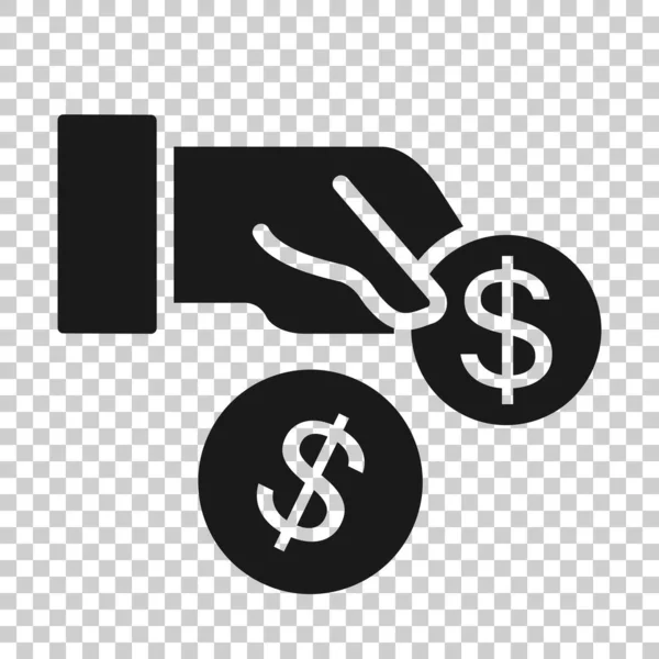 Remuneratie Icoon Platte Stijl Geld Hand Vector Illustratie Witte Geïsoleerde — Stockvector