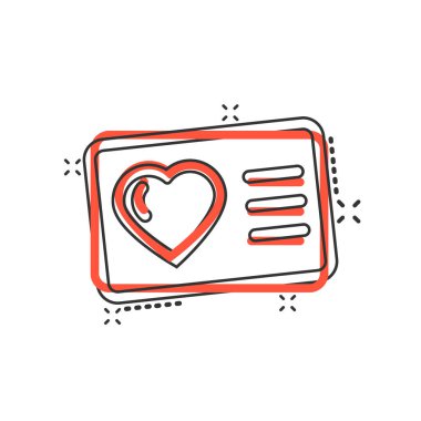 Komedi tarzında sadakat kartı ikonu. Beyaz izole edilmiş arka planda çizgi film vektör illüstrasyonu ödüllendir. İndirimli sıçrama etkisi iş konsepti.