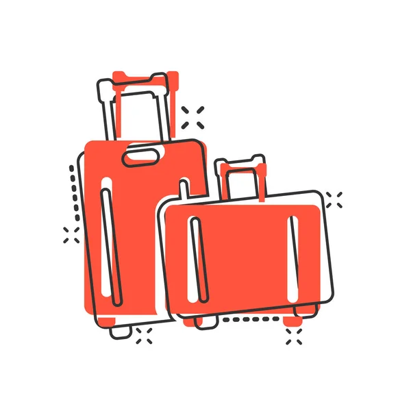 Travel Bag Icon Comic Style Luggage Cartoon Vector Illustration White — Stock Vector