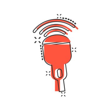 Çizgi roman tarzında ultrason ikonu. Tarama ekipmanı karikatür vektör çizimi beyaz izole arkaplanda. Ultrasonik sıçrama etkisi iş konsepti.