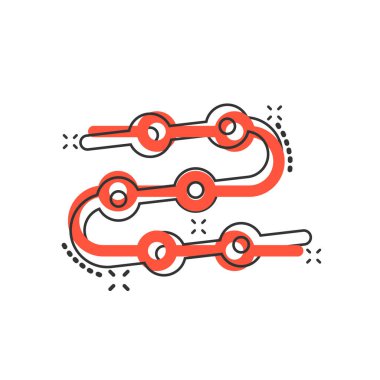 Çizgi roman tarzında zaman çizelgesi simgesi. Beyaz izole edilmiş arka planda çizgi film vektör çizimi. Diyagram sıçrama etkisi iş konsepti.