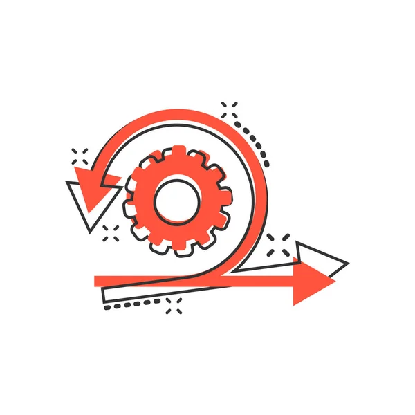 Çizgi roman tarzında çevik bir simge. Beyaz izole edilmiş arka planda esnek çizgi film vektör çizimi. Ok döngüsü sıçrama etkisi iş konsepti.