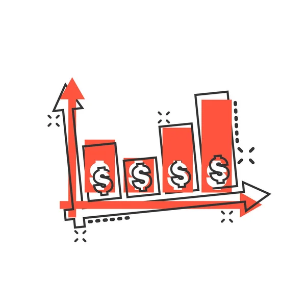 Ícone Crescimento Dinheiro Estilo Cômico Arrow Progresso Desenho Animado Ilustração — Vetor de Stock