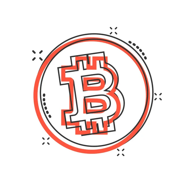 Bitcoin Icon Comic Style Blockchain Cartoon Vector Illustration White Isolated — Stock Vector