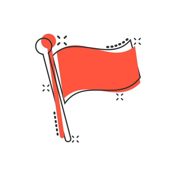Ícone Bandeira Estilo Cômico Pin Cartoon Vector Illustration White Isolated — Vetor de Stock