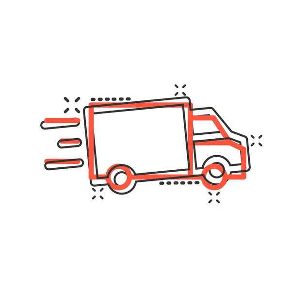 Lkw Ikone Comic Stil Auto Delivery Cartoon Vektor Illustration Auf — Stockvektor