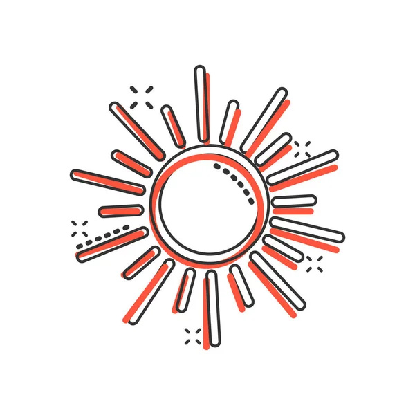 Ikona Słońca Komicznym Stylu Ilustracja Wektora Znaku Kreskówki Światła Słonecznego — Wektor stockowy