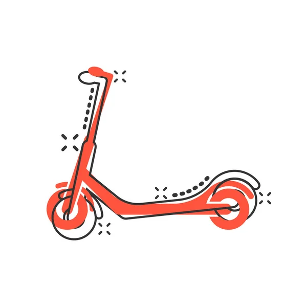 コミックスタイルで電動スクーターのアイコン 白い隔離された背景のバイク漫画のベクトルイラスト 輸送スプラッシュ効果事業コンセプト — ストックベクタ