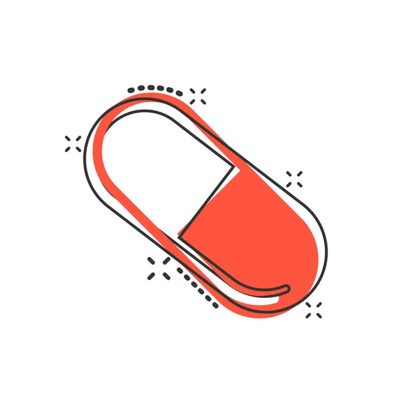 Pill Kapsel Ikon Komisk Stil Droger Tecknad Vektor Illustration Vit — Stock vektor