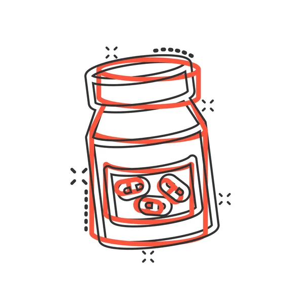 Pill Bottle Icon Comic Style Drugs Cartoon Vector Illustration White — Stock Vector