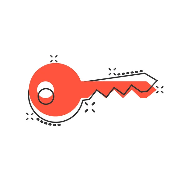 Ikona Klíče Komickém Stylu Heslo Karikatura Vektor Ilustrace Bílém Izolovaném — Stockový vektor