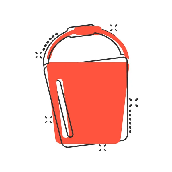 喜剧风格的Bucket图标 垃圾壶卡通矢量插图白色孤立的背景 水桶飞溅效果的商业概念 — 图库矢量图片