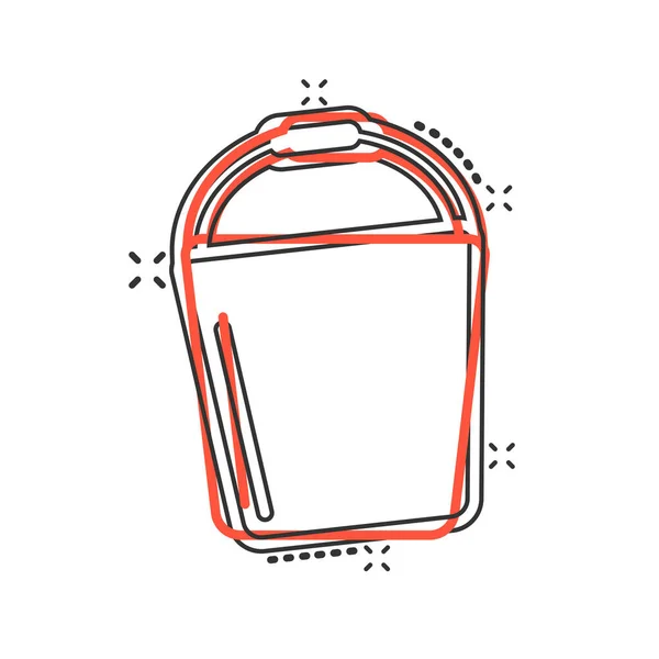 Bucket Icon Comic Style Garbage Pot Cartoon Vector Illustration White — Stock Vector